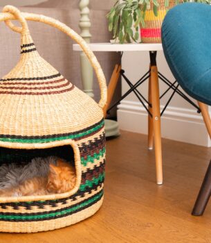 Handwoven Elephant Grass Cat Bed